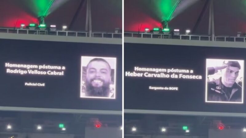 HOMENAJEARON A LOS POLICÍAS MUERTOS EN RÍO DE JANEIRO DURANTE EL PARTIDO DE FLUMINENSE